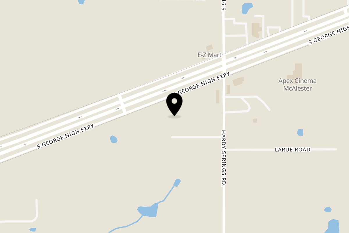 Map showing the location of Captain John's McAlester on 1216 S George Nigh Expy D in McAlester